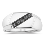 0.03 Ct Black Diamond Men's Ring in Silver