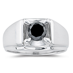 1/2 Cts Black Diamond Men's Solitaire Ring in Silver