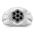 0.69 Ct Black Diamond Men's Ring in Silver