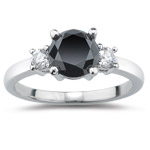 2.00 Cts White & Black Diamond Three Stone Ring in Platinum
