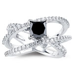 2.20 Cts Black & White Diamond Ring in 18K White Gold