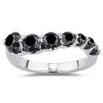 2.00 Cts Black Diamond Journey Ring in 14K White Gold