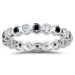 0.80 Ct Black & White Diamond Eternity Ring in 14K White Gold