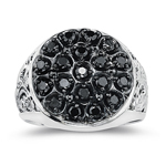 1.00 Ct Black Diamond Men's Ring in Silver