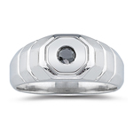 0.24 Ct Black Diamond Men's Ring in Silver