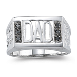 0.12 Cts Black Diamond Dad Ring in Silver