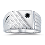 0.12 Cts Black Diamond Men's Ring in Silver