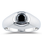 1.30 Cts Black Diamond Men's Ring in Silver