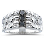 0.35 Cts Black Diamond Men's Ring in 14K White Gold