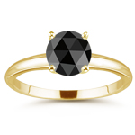 1.00 Ct Rose Cut Black Diamond Ring in 14K Yellow Gold