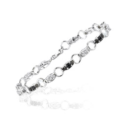 0.21 Cts Black & White Diamond Bracelet in 14K White Gold