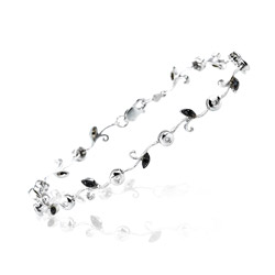 0.36 Cts Black & White Diamond Bracelet in 14K White Gold