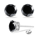 0.85 Cts AA Black Diamond Stud Earrings in 14K White Gold