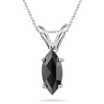 0.34 Cts Black Diamond Solitaire Pendant in 14K White Gold