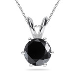 2.00 Cts Black Diamond Solitaire Pendant in 14K White Gold