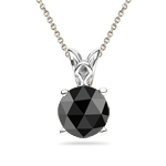 3/8 Cts Round Rose Cut AAA Black Diamond Scroll Solitaire Pendant in Platinum