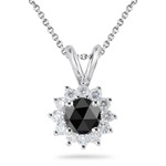 1.88-2.22 Cts Black & White Diamond Cluster Pendant in Platinum