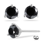 1/4 Cts Round AAA Black Diamond Stud Earrings in Platinum