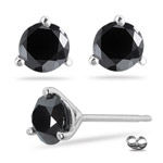 1/4 Ct Round A Black Diamond Stud Earrings in 14K White Gold