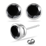 0.22-0.26 Cts Black Diamond Stud Earrings in 14K White Gold