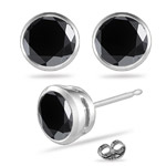 2 1/2 Cts of 6 mm EGL USA Certified AA Round Black Diamond Stud Earrings in Platinum