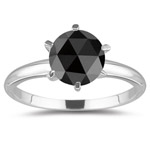 1/4 Cts of 3.70-3.90 mm AAA round rosecut Black Diamond Solitaire Ring in 14K White Gold