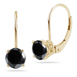 1/4 Cts of 2.50-3.00 mm AAA Round Black Diamond Stud Earrings in 14K Yellow Gold