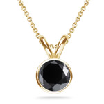 1.65-2.02 Cts Round AA Black Diamond Solitaire Pendant in 18K Yellow Gold