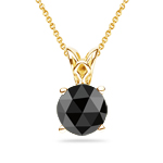 3/8 Ct Round Rose AAA Black Diamond Scroll Solitaire Pendant-18KY Gold
