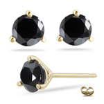 1/4 Ct Round A Black Diamond Stud Earrings in 14K Yellow Gold