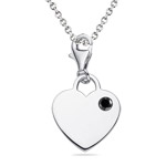 0.60 Cts Black Diamond Solitaire Multi-Purpose Heart Charm Pendant in Silver