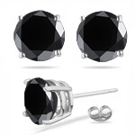 1/2 Cts of 3.70-3.90 mm AA Round Black Diamond Stud Earrings in Platinum
