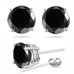 1.95-2.44 Cts of 5.65-6.37 mm EGL USA Certified AAA Round Black Diamond Stud Earrings in Platinum