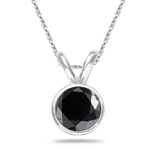 1/4 Cts AA Round Black Diamond Solitaire Pendant in 14K White Gold