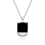 1.00 Ct AAA Princess Cut Black Diamond Solitaire Pendant in Platinum