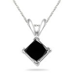 3.00 Cts Princess Cut Black Diamond Solitaire Pendant in Platinum