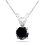 3.00 Cts Round Black Diamond Solitaire Pendant in Platinum