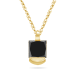 4.00 Cts AAA Princess Cut Black Diamond Solitaire Pendant in 14K Yellow Gold