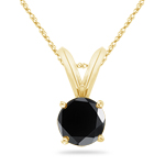 4.00 Cts AAA Round Black Diamond Solitaire Pendant in 14K Yellow Gold