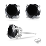 1.95-2.44 Cts of 5.65-6.37 mm EGL USA Certified AAA Round Black Diamond Stud Earrings in 18K White Gold