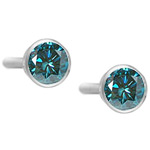 3/4 Cts ( VS ) Round Teal Blue Diamond Stud Earrings in 14K White Gold