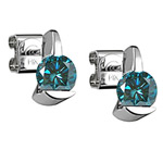 1.00 Ct SI Round Teal Blue Diamond Studs w/ Special Backs in 14KW Gold