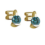 1.00 Ct ( VS ) Round Teal Blue Diamond Stud Earrings with Special Backs in 14K Yellow Gold