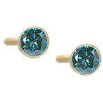 1/2 Cts ( I1 ) Round Teal Blue Diamond Stud Earrings in 14K Yellow Gold