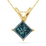 0.71 Cts Blue Diamond Solitaire Pendant in 14K Yellow Gold