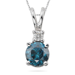 0.47 Cts Blue & White Diamond Pendant in 18K White Gold