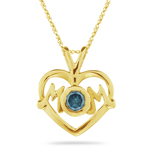 0.28 Cts Blue Diamond Mom Pendant in 14K Yellow Gold