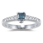 0.60 Ct Blue & White Diamond Ring in 18K White Gold