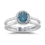 0.56 Ct Blue Diamond Ring in 14K White Gold