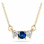 4 mm Blue Sapphire & 1/4 Cts Diamond Pendant in 18K Yellow Gold
